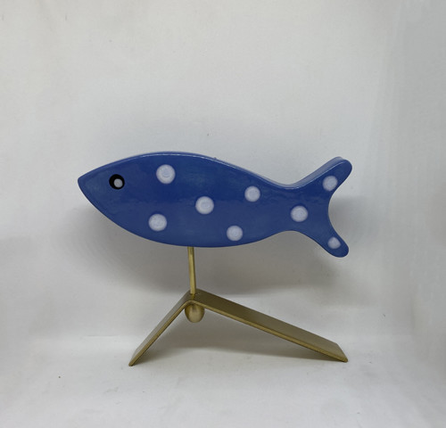 Handmade ceramic fish on a copper wave – Poisson sur vague ceramique et cuivre “fait main”